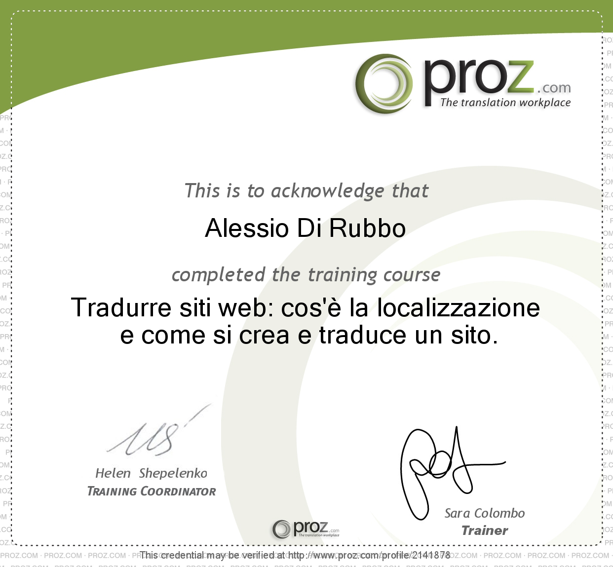 certificate website translation