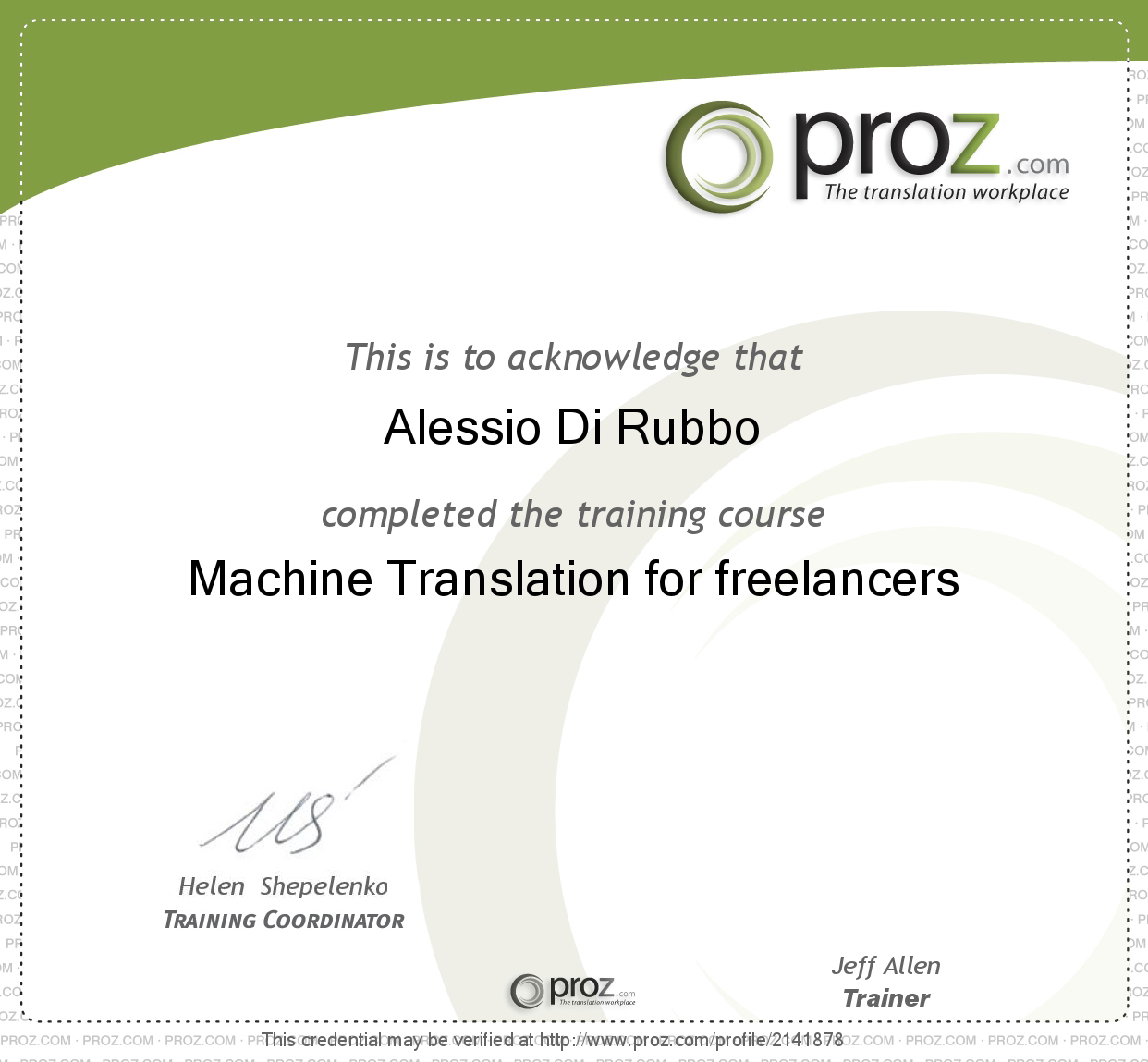 certificate machine translation for freelancers